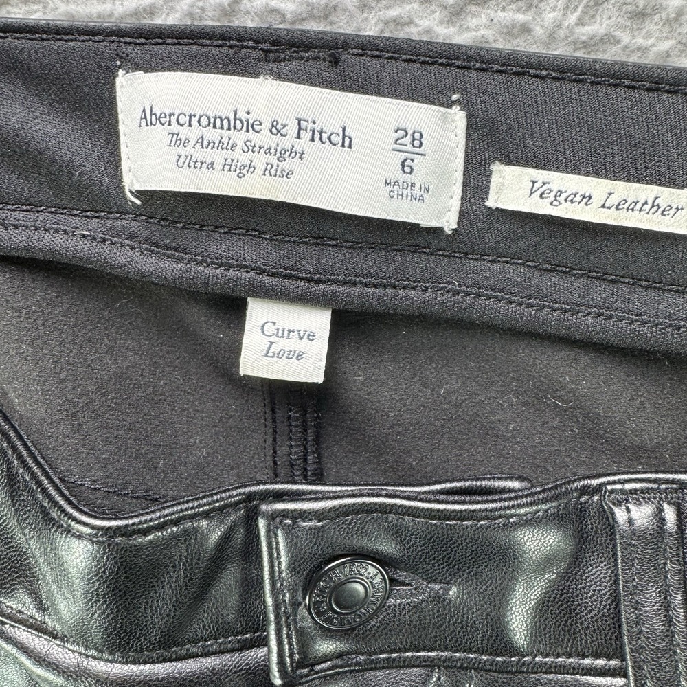 Abercrombie & Fitch Vegan Leather Pants Womens 28 6 Ankle Curve Love High Rise - Picture 8 of 11